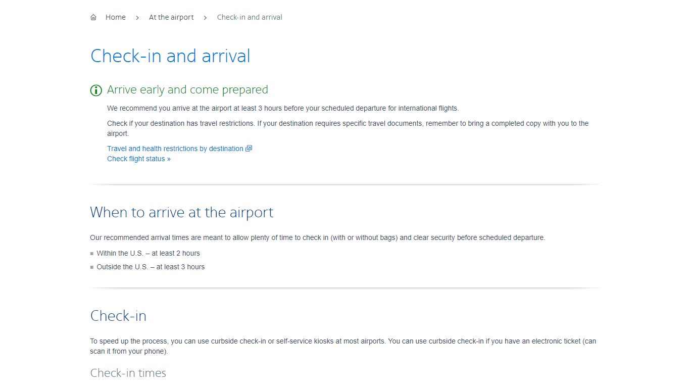 Check-in and arrival – Travel information – American Airlines