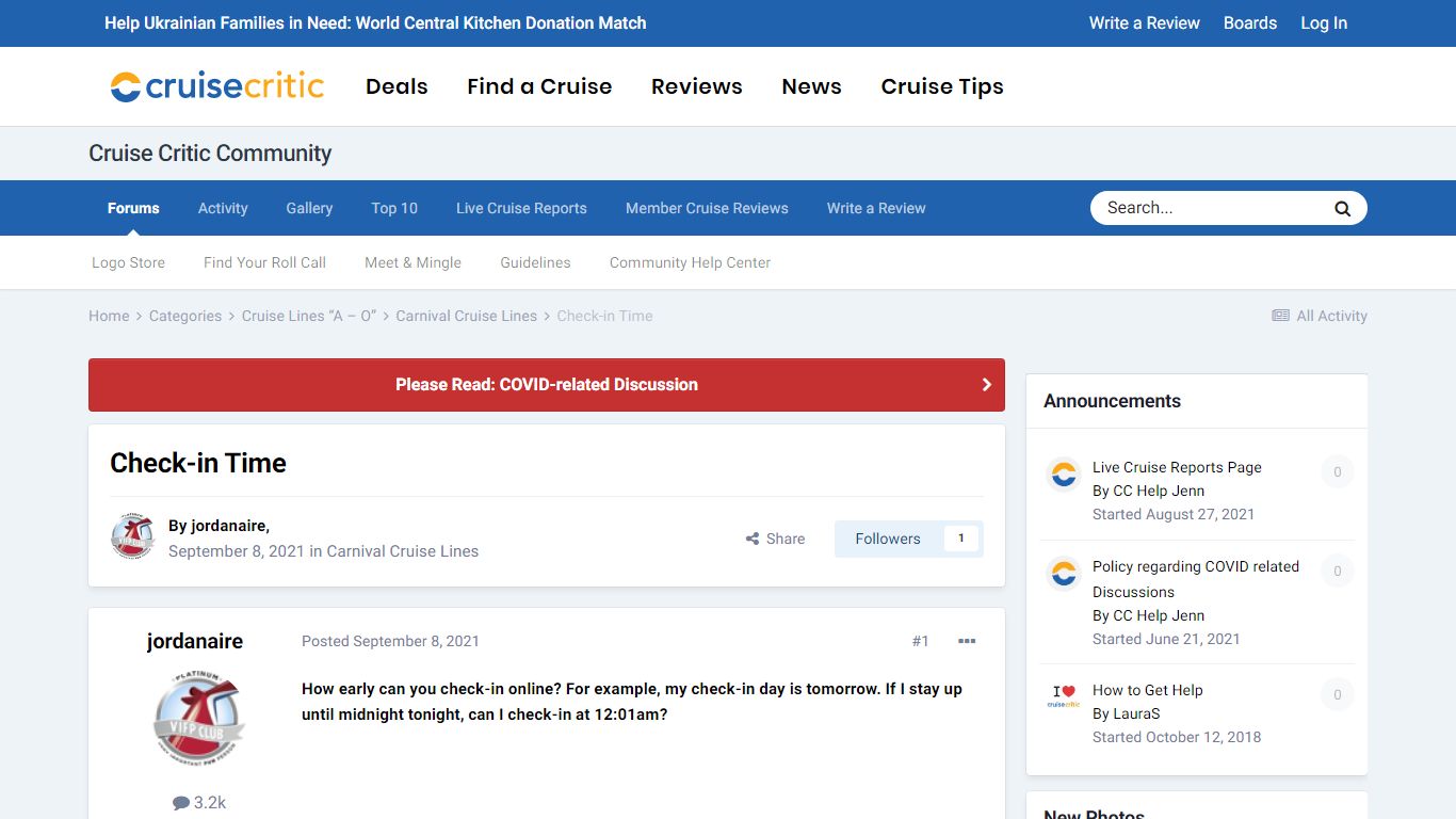 Check-in Time - Carnival Cruise Lines - Cruise Critic Community